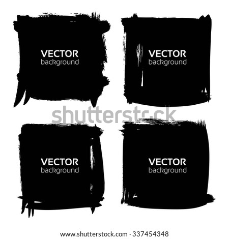 Textured black long bannners from paint strokes isolated on a white background