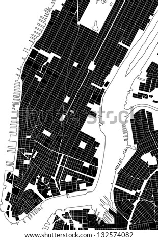 New York city plan abstracted by black and white street texture