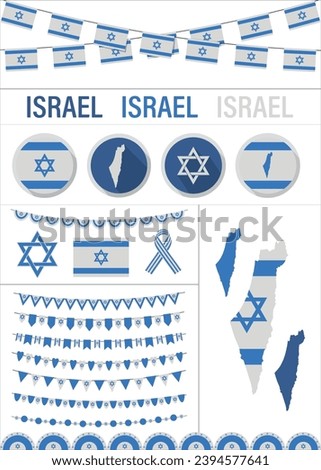 Israel flag icon set vector isolated on a white background.