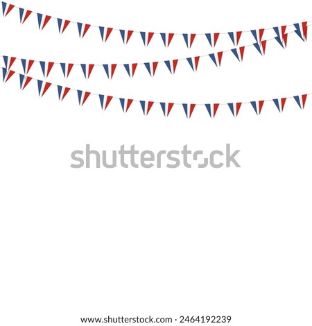 French flag buntings garlands isolated on grey background.