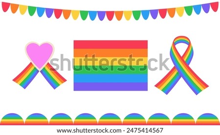 LGBT icons on white background. Symbol of the LGBT pride community. Rainbow elements. LGBTQ set. 