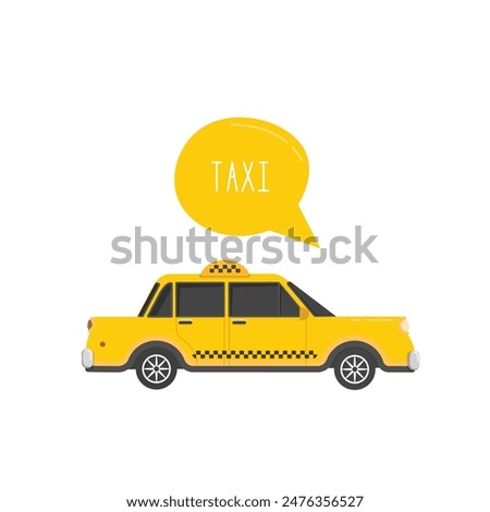 Taxi Yellow Car Isolated on white background. Vector Illustration.