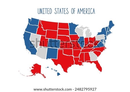 USA Election map. Voting presidential Election. Republicans and democrats map.