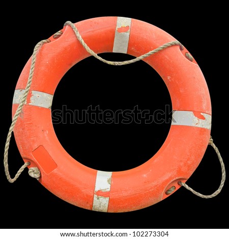 A life buoy for safety at sea - isolated over black background