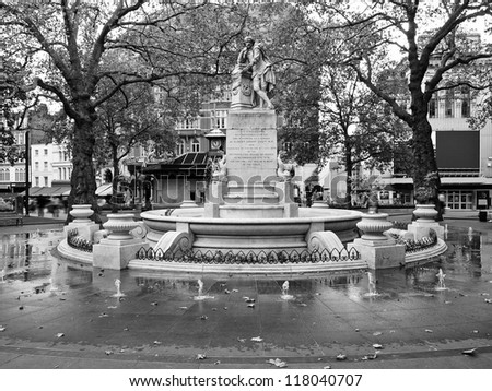 Statue of William Shakespeare (year 1874) in Leicester square London UK
