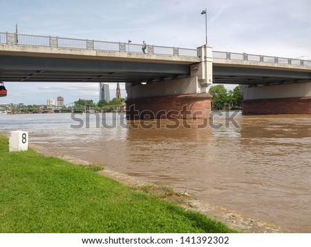 FRANKFURT AM MAIN, GERMANY - JUNE 6: River Main Flood on June 6, 2013 in Frankfurt Am Main, Germany