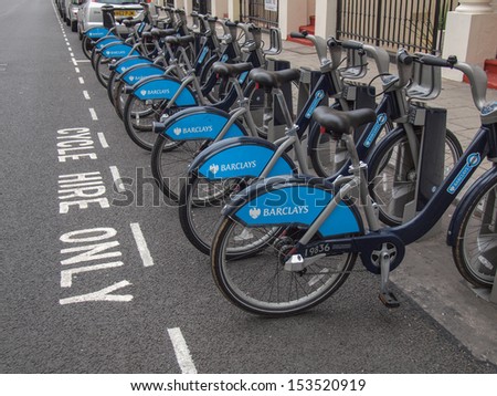 LONDON, ENGLAND, UK - JUNE 20: Barclays Cycle Hire in association with Transport For London on June 20, 2011 in London, England, UK