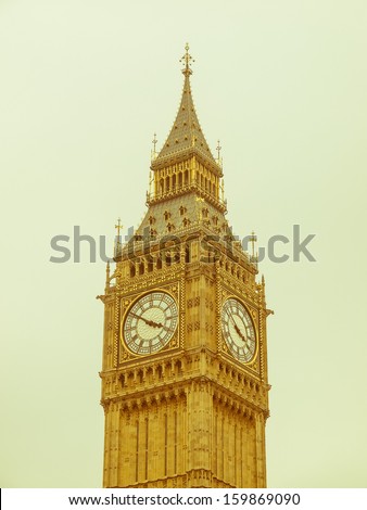 Vintage look Big Ben Houses of Parliament Westminster Palace London gothic architecture