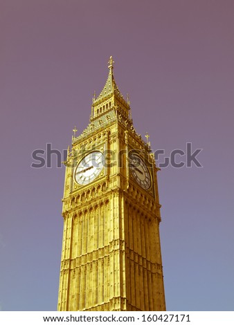 Vintage look Big Ben, Houses of Parliament, Westminster Palace, London gothic architecture
