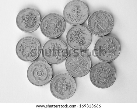 Macro image of British pound coins money