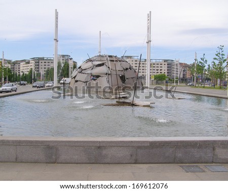 TURIN, ITALY - MAY 08, 2007: The igloo fountain by famous Italian artist Mario Merz is his first artwork installed outdoor in a public space in his home town