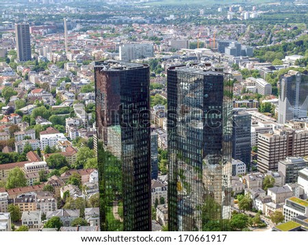 Aerial view of Frankfurt am Main in Germany