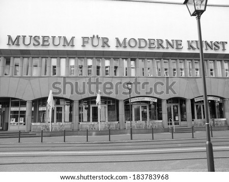 FRANKFURT AM MAIN, GERMANY - JUNE 03, 2013: The Museum fuer Moderne Kunst (Museum of Modern Art) designed by Viennese architect Hans Hollein in 1982 is the newest art gallery in town