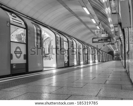 LONDON, ENGLAND, UK - JUNE 19: Train departing from an underground Tube Station on June 19, 2011 in London, England, UK