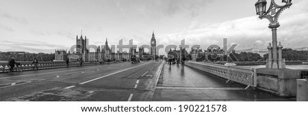 London Westminster bridge wide angle panorama