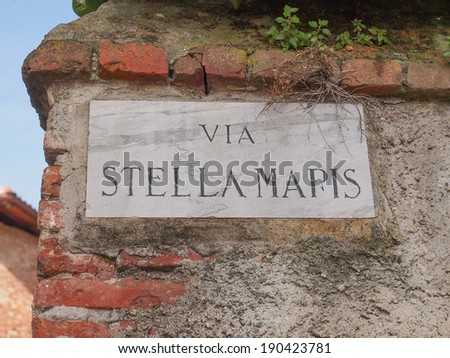 Via Stella Maris street sign in Rivoli Italy