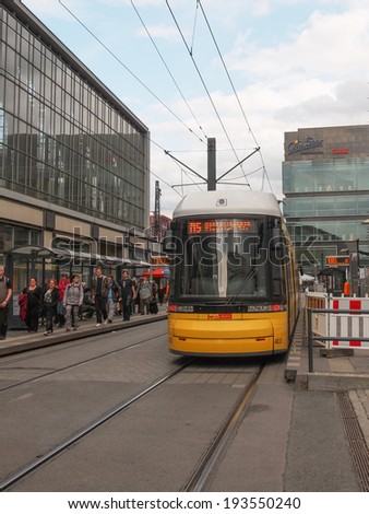 BERLIN, GERMANY - MAY 08, 2014: Trams are part of the city public transport in addition to the Ubahn subway and surface trains and buses