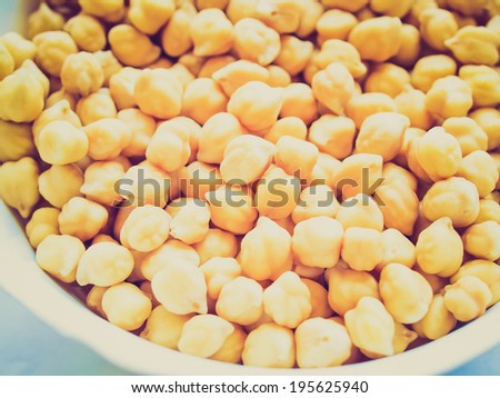 Vintage retro looking Food Detail of Chickpeas beans (traditional cuisine)