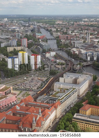 BERLIN, GERMANY - MAY 08, 2014: Aerial bird eye view of the city