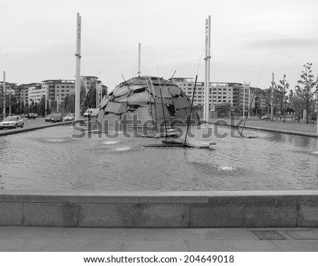 TURIN, ITALY - MAY 08, 2007: The igloo fountain by famous Italian artist Mario Merz is his first artwork installed outdoor in a public space in his home town