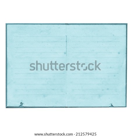 Old document torn blank page isolated over white - cool cyanotype