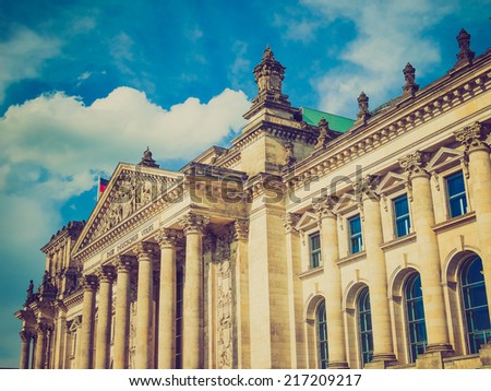 Vintage looking Reichstag German houses of parliament in Berlin Germany