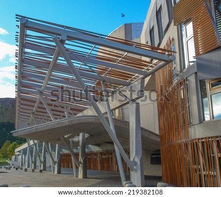 EDINBURGH, SCOTLAND, UK - SEPTEMBER 18, 2010: The new Scottish Parliament is the seat of the local government