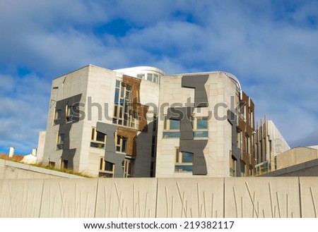 EDINBURGH, SCOTLAND, UK - SEPTEMBER 18, 2010: The new Scottish Parliament is the seat of the local government