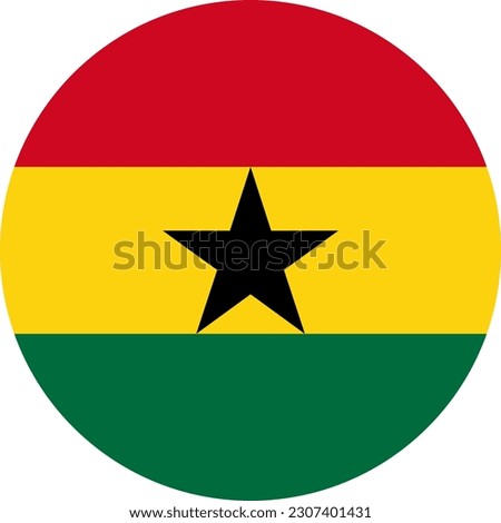 round Ghanaian national flag of Ghana, Africa