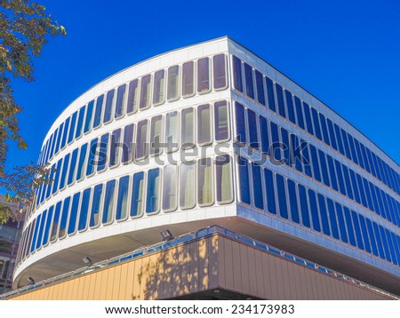 TURIN, ITALY - OCTOBER 22, 2014: The Turin Commerce Chamber building was designed by Italian architect Carlo Mollino
