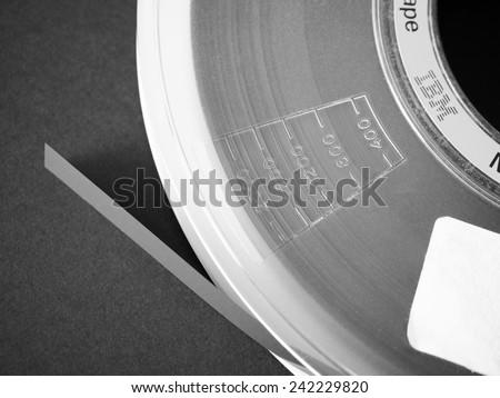 LONDON, UK - DECEMBER 31, 2014: IBM reel tape for computer data storage in black and white
