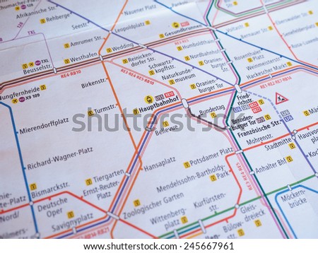 BERLIN, GERMANY - JANUARY 10, 2015: Tube map of Berlin Underground subway lines aka Ubahn