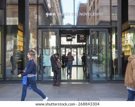 MILAN, ITALY - MARCH 28, 2015: Tourists in the Milan city centre in Italy