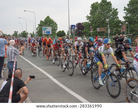 SETTIMO TORINESE, ITALY - MAY 31, 2015: Riders at the last stage of Giro di Italia meaning Tour of Italy stage bycicle race
