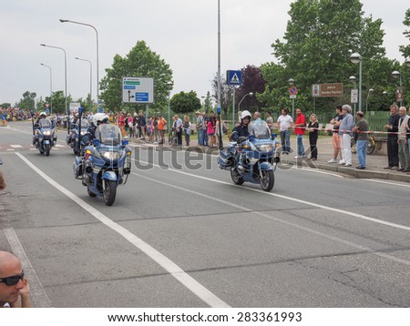 SETTIMO TORINESE, ITALY - MAY 31, 2015: People waiting for riders at the last stage of Giro di Italia meaning Tour of Italy stage bycicle race