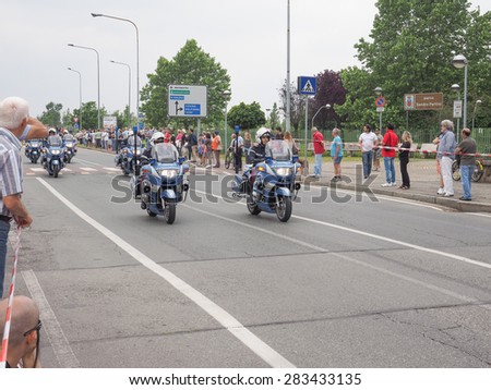 SETTIMO TORINESE, ITALY - MAY 31, 2015: People waiting for riders at the last stage of Giro di Italia meaning Tour of Italy stage bycicle race