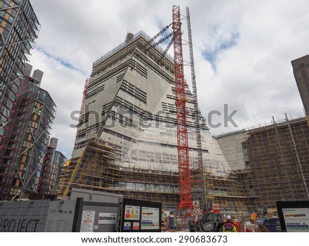 LONDON, UK - JUNE 10, 2015: Extension to the Tate Modern art gallery in South Bank powerstation designed by Swiss architects Herzog and De Meuron