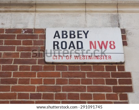 LONDON, UK - JUNE 10, 2015: Abbey Road sign made famous by the 1969 Beatles album cover