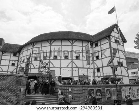 LONDON, UK - JUNE 10, 2015: The Shakespeare Globe Theatre in black and white