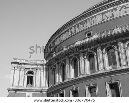 Royal Albert Hall concert room in London, UK in black and white