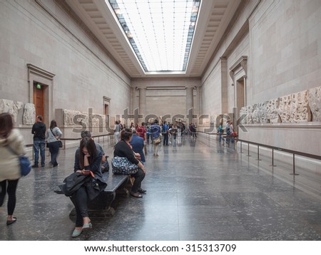 LONDON, UK - CIRCA JUNE, 2013: Tourists visiting the British Museum