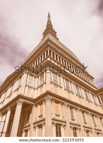 Vintage looking The Mole Antonelliana in Turin Piedmont Italy is the highest building in town