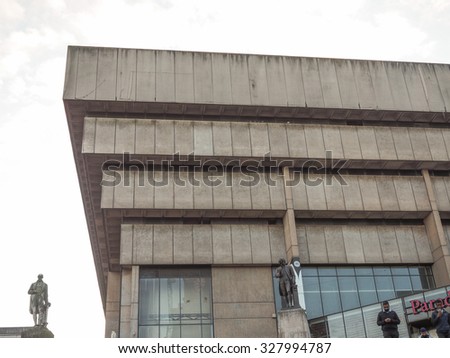 BIRMINGHAM, UK - SEPTEMBER 24, 2015: Birmingham Central Library iconic masterpiece of New Brutalism designed by John Madin in 1974 is now threated of demolition