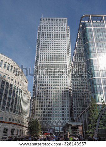 LONDON, UK - SEPTEMBER 29, 2015: The Canary Wharf business centre is the largest business district in the United Kingdom