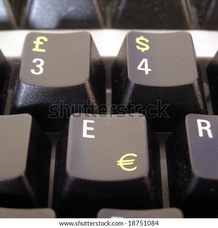 Dollar Euro Pound Symbols On Computer Keyboard Keys Stock Photo ...