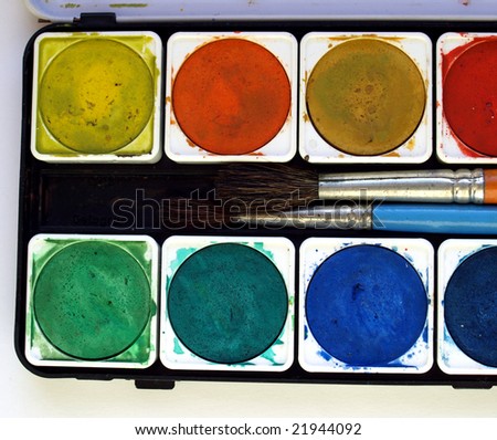 Painting tools color palette and brushes