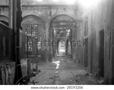 Abandoned factory industrial archeology architecture - in Black and White