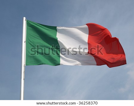 Flag of Italy over a blue sky