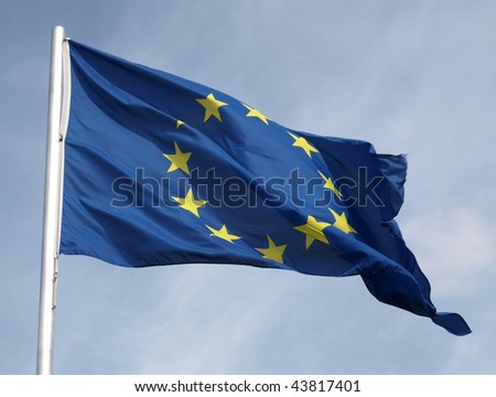 Flag of Europe over a blue sky