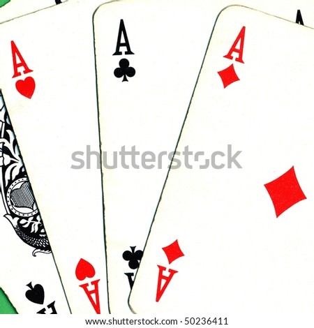 Game of cards with poker of aces